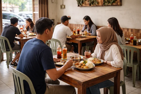 Suasana makan siang di warung Ayam Kremes Sekar Pondok Pinang Kebayoran Lama