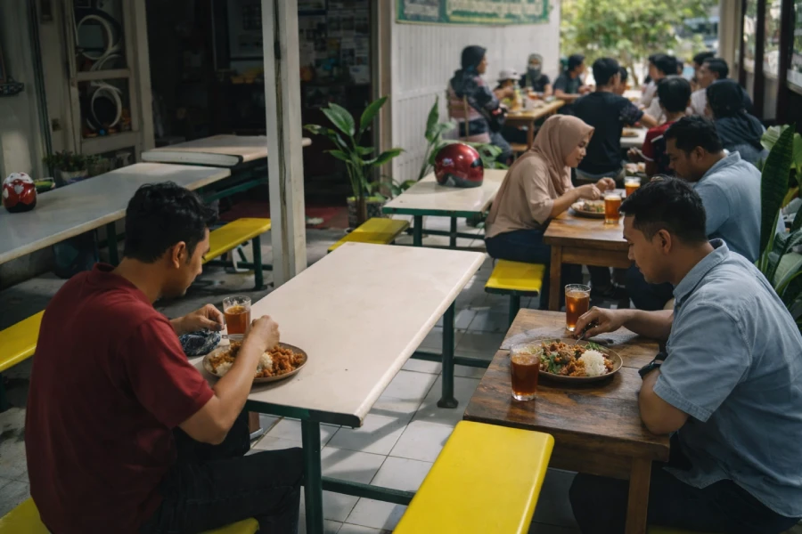 Suasana makan di Ayam Kremes Sekar Pondok Pinang Kebayoran Lama Jakarta Selatan